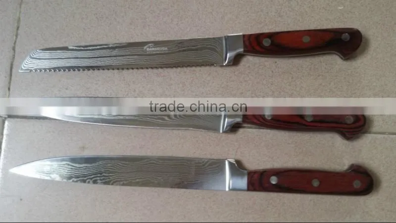 Bread knife with Pakkawood Handle Damascus steel