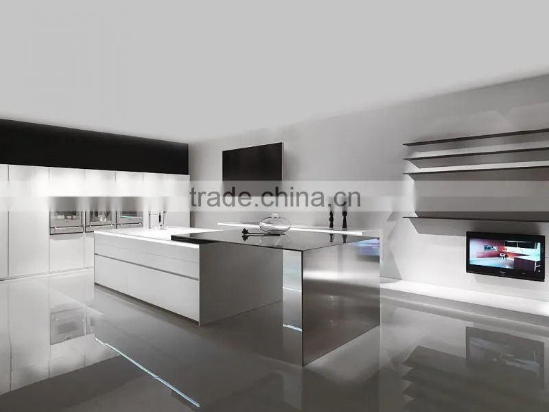 Modern lacquer kitchen cabinet with black high gloss lacquer