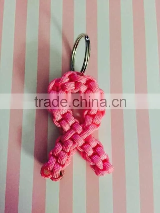 Hot sale rainbow paracord woven keychain, rainbow rope 550 to make keychain, rainbow 550 paracord survival keychain