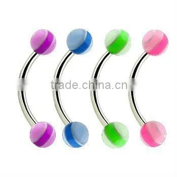 Curved Barbell with Multi Color Layer UV Ball