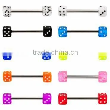 UV Acrylic Dice Tongue Ring