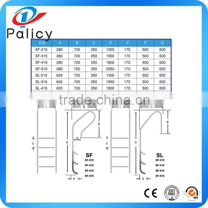 Stainless steel swimming pool step ladder SL-515
