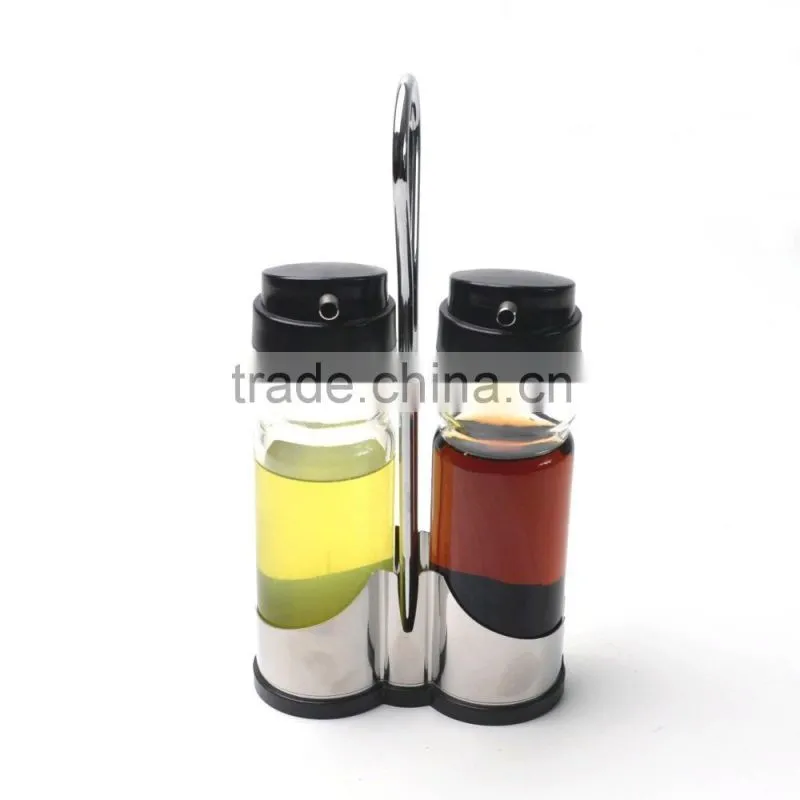 Hot sale 2pcs/set glass oil and vinegar container dispenser bottle