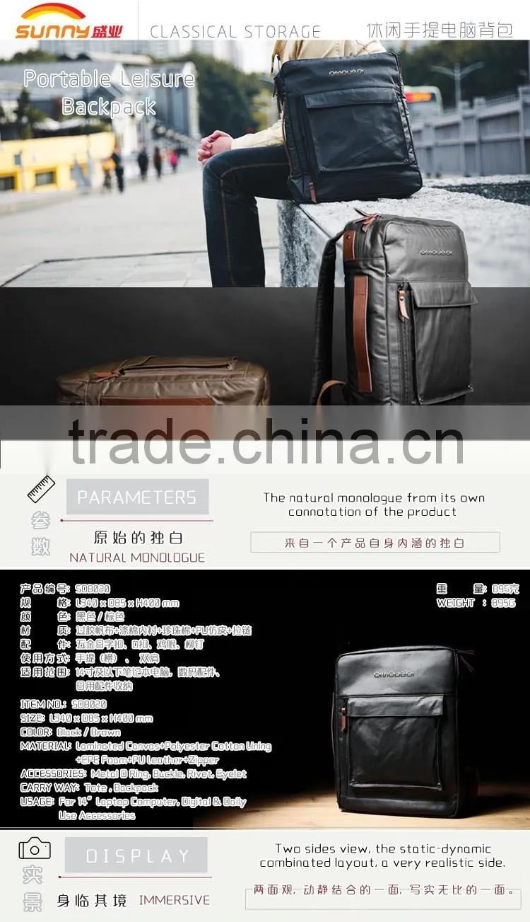 High Quality School Laptop Bag Tactical Vintage Backpack With Carry Handle