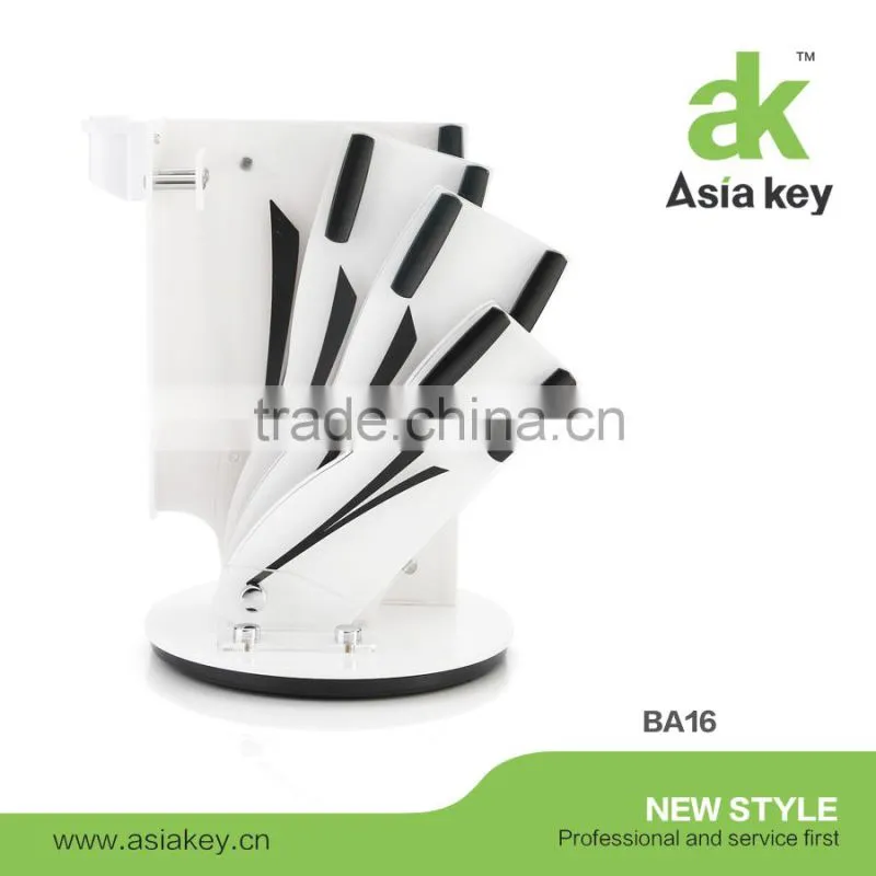 Sharp blade knife set for kitchen wooden handle acrylic block