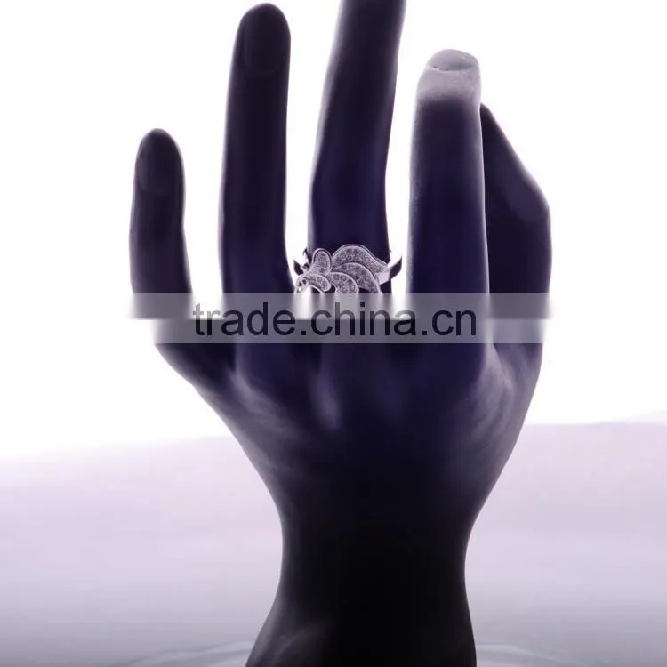 >>>2016 YIWU T&J women fashion Korean style rings silver plated flower rhinestone crystal rings for lady/