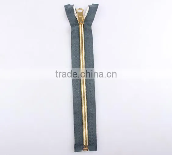 #8 colored close-end nylon zipper with golden teeth