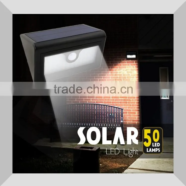 Easily-install Solar Powered Security LED Light, LED Solar Motion Sensor Light with 50 Super Bright LEDs