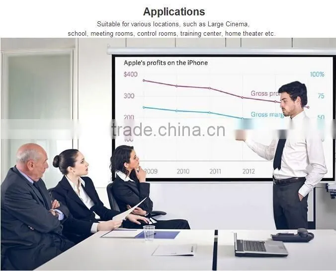 CE certificated 60"-300" Motorized Projection Screen with iron housing