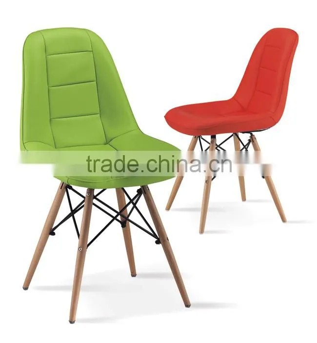 Plywood inside wood dine chair with leather