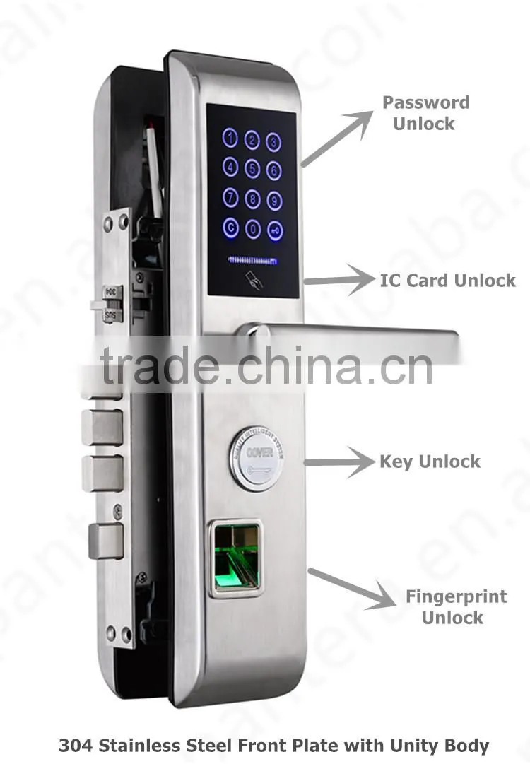 Hotel NFC Wireless Keyless Chongqing Portable Adhesiv Door Lock with Finger Print