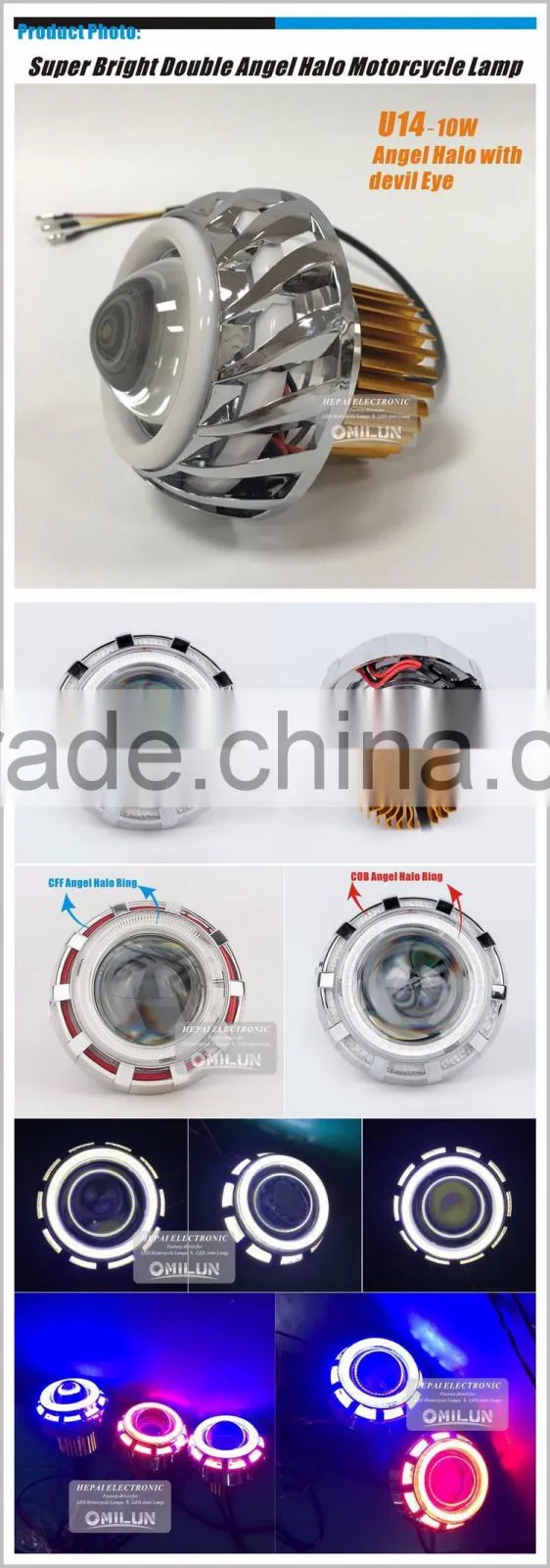 Factory direct double angel eye projector lens for motorcycle headlight