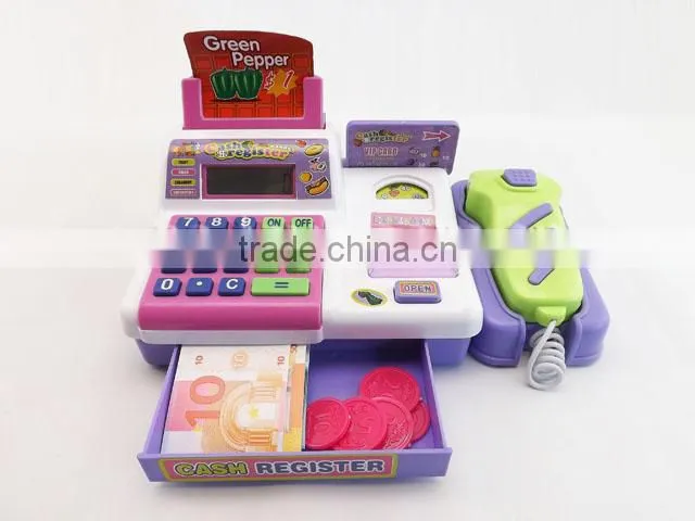 Music and light children plastic cash register electronic