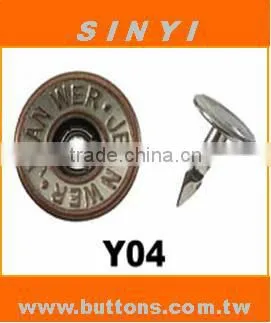 High quality Metal Customized Logo Jean Button