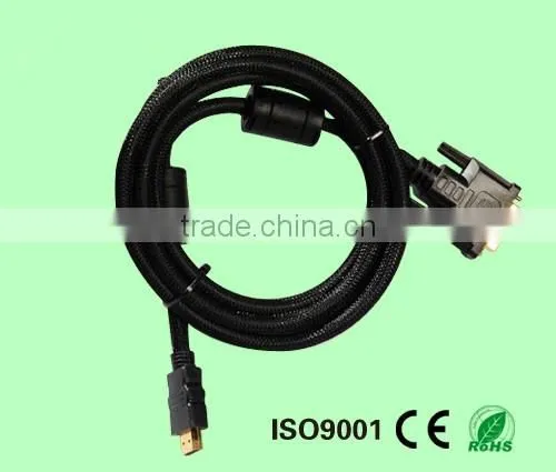 High speed HDMI to DVI Cable DVI 24+1 with Triple Shield For Video Transmission