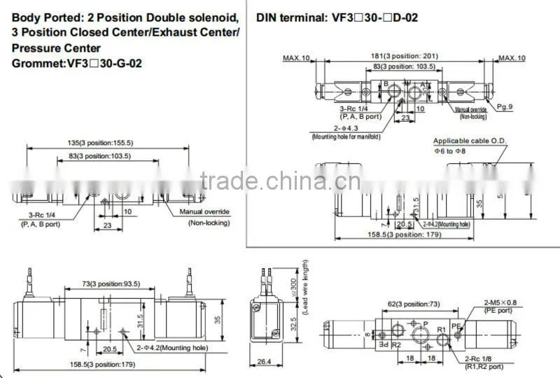 VF3000 Series 5 Way SMC Solenoid Valve