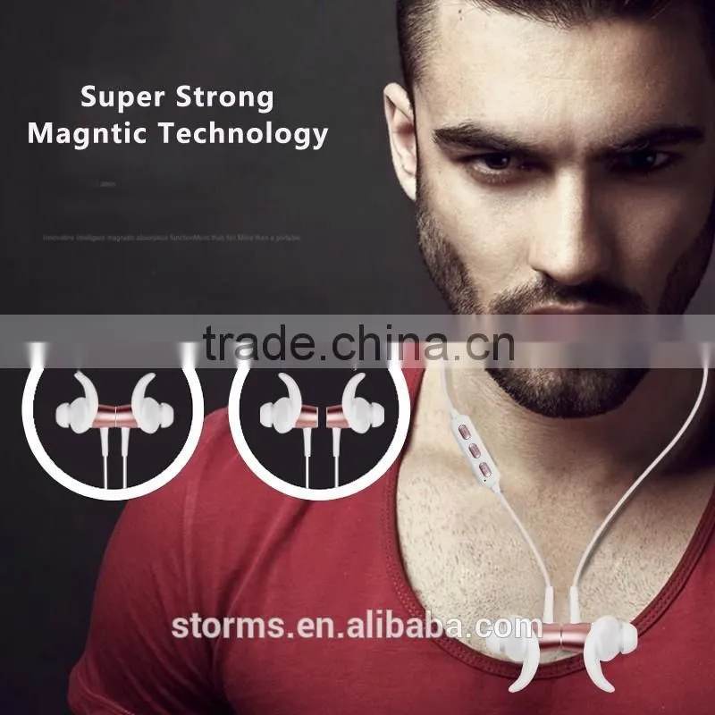 Sporty Wireless Stereo bluetooth headset with magnetic, sports Bluetooth Earphone Magnetic