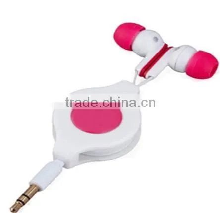 Retractable in ear earphones with mic customized logo competitive price under 1