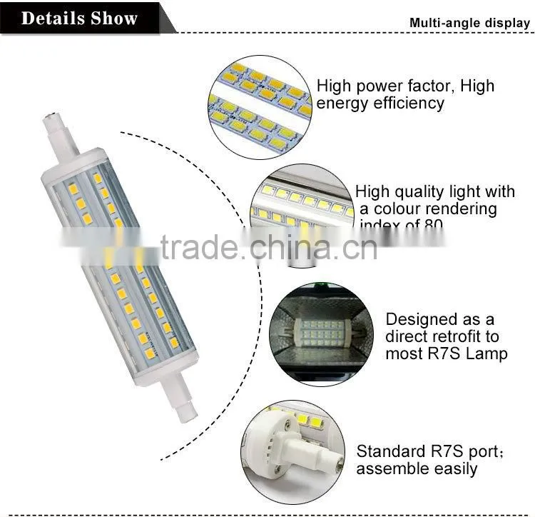 hot product for 7w 770lm 360degree bean agle led r7s, dimmable 118mm r7s led 118mm new