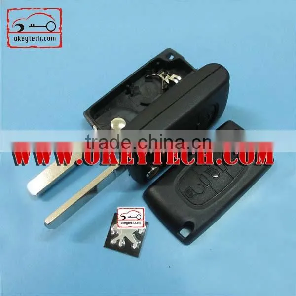 OkeyTech Peugeot 307 3 buttons key case with light button and battery place without groove blade for key Peugeot 407 key