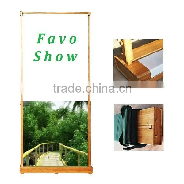Bamboo Roll Up Banner Stand, Bamboo Display Stand, Bamboo Display Shelf