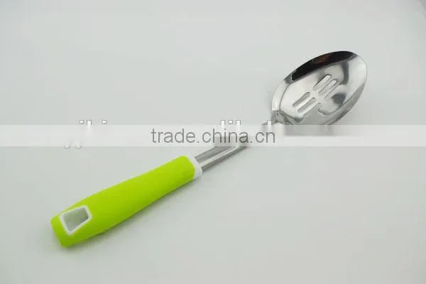 stainless steel type with plastic handle food grade safe kitchen tool cooking spoon
