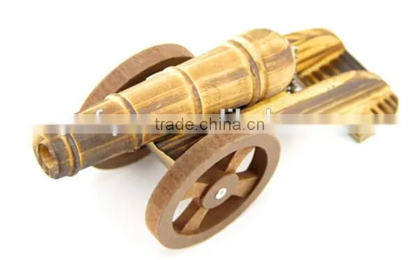 Handmade natural wooden military toy cannon