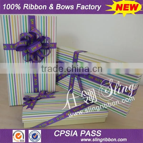 Custom Printed Ribbon Bow Tie For Gift Packaging Box