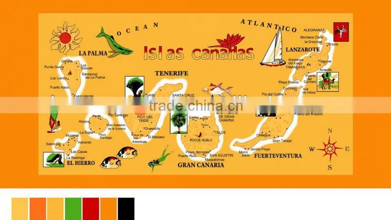 100% cotton 21 s *21s reactive printed map design beach towel for wholesale