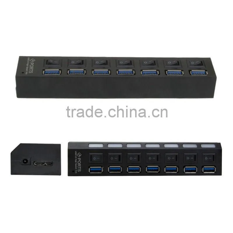 7-Port SuperSpeed USB 3.0 Hub with Individual On/Off Switches ,LED light