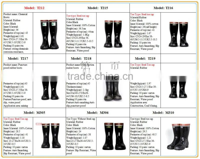 Safety Rubber Rain Boots with Steel Toe