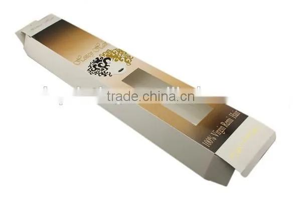 Simply design high quality custom cheap hair extension folding box with window made in shanghai