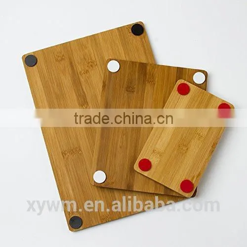 Reversible Bamboo Cutting Board Set with Non-Skid Silicone Corners