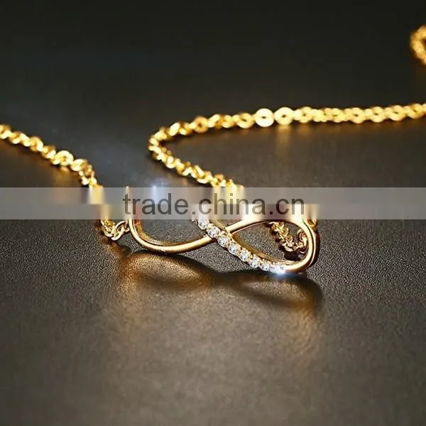 Fashion 18K Plated Zircon Infinity Stainless Steel Necklace