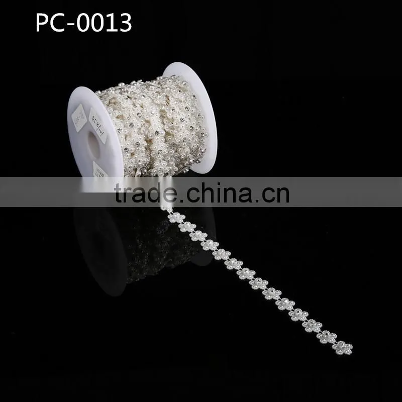 2016 Wholesale beaded rhinestone trimming chain for bridal
