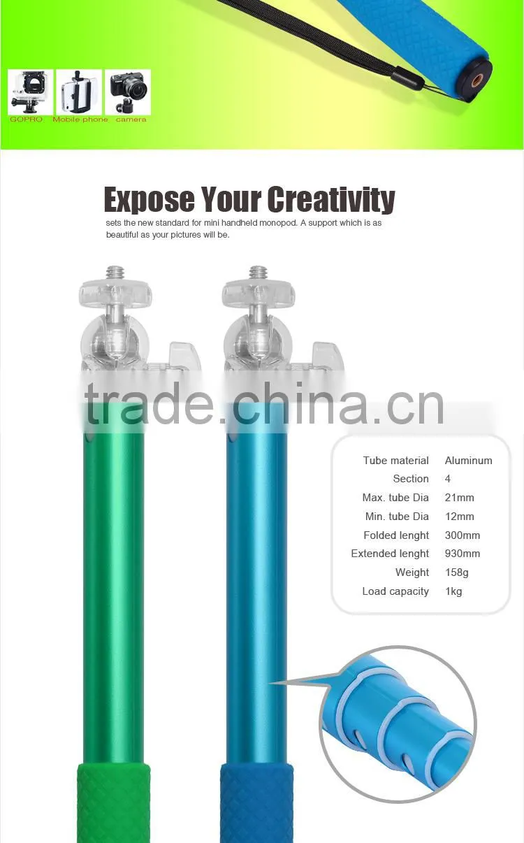 stainless steel with rubber grip tongsis mobile phone monopod