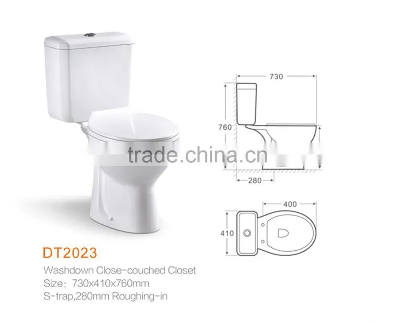 Popular bathroom ceramics two piece public toilet DT2023
