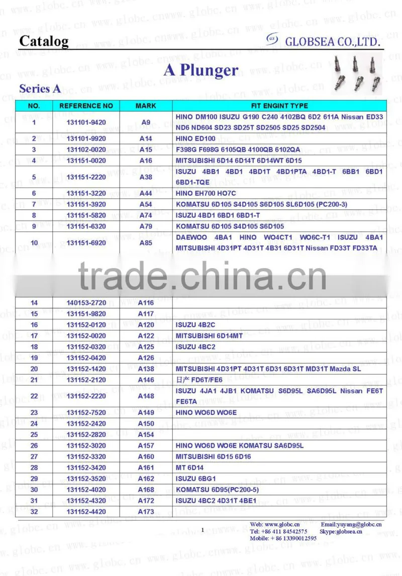 Best choice engine parts SD32 diesel pump plunger core
