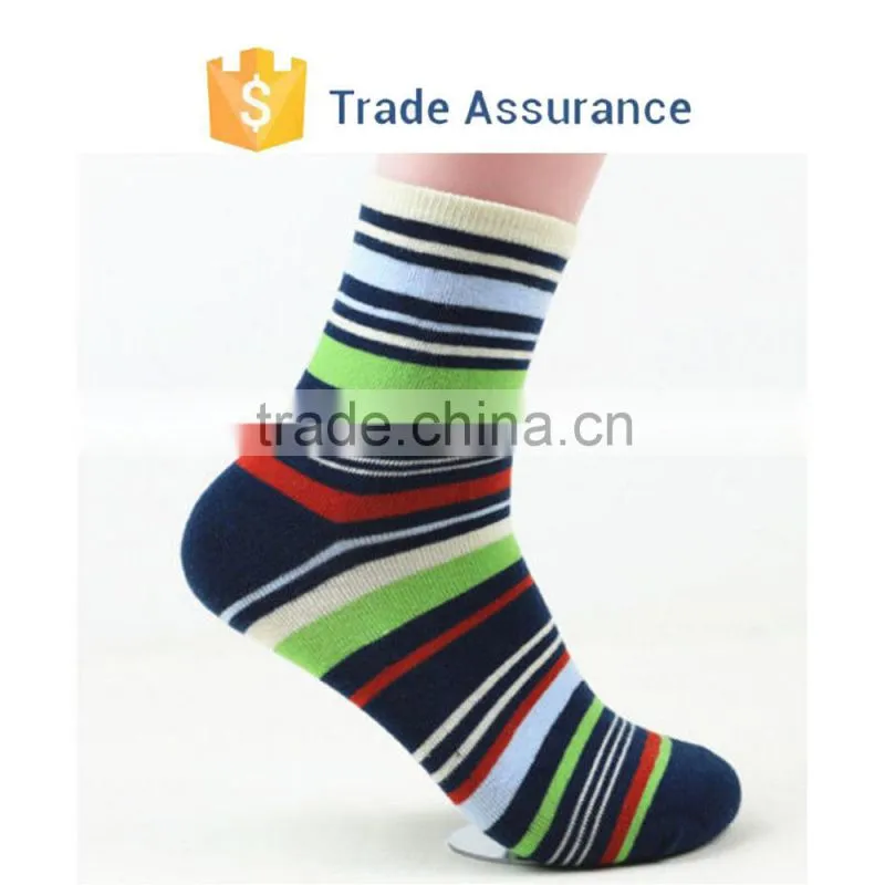 Fashion Mens Cotton Casual Socks, Soft Color Stripe Socks, Ankle Short Socks