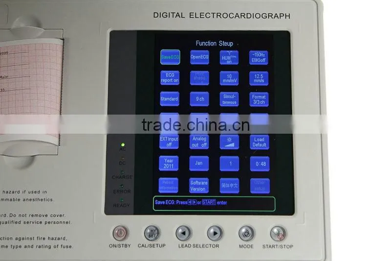 Digital Three Channel 12 lead ECG Machine--CE FDA Approved color Echocardiogram