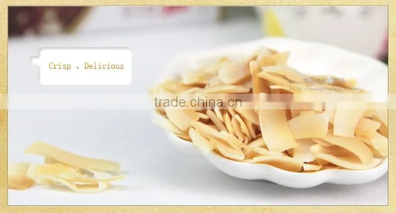 Baking sliced coconut chips