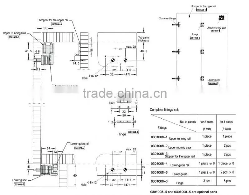 highly recommend inner-hanging type folding wardrobe sliding doorhardware fittings for folding door