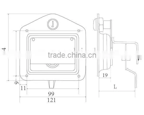 Key-locking Recessed Folding T Handle Lock with Red Powder Coating