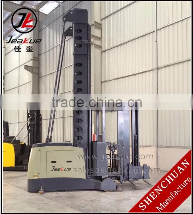 Three ways forklift for Narrow Aisle 1800mm Battery operated Man Up electric three ways forklift