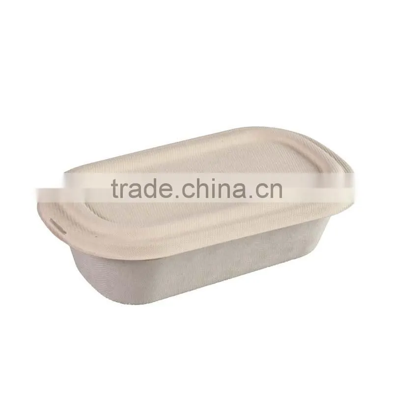 Biodegradable 1000ml sugarcane food container with separate lid