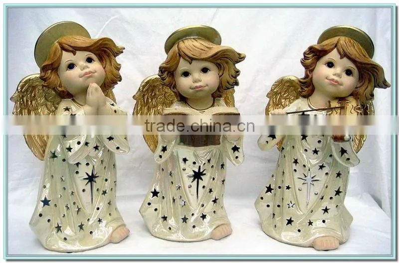 antique porcelain angel candle holder