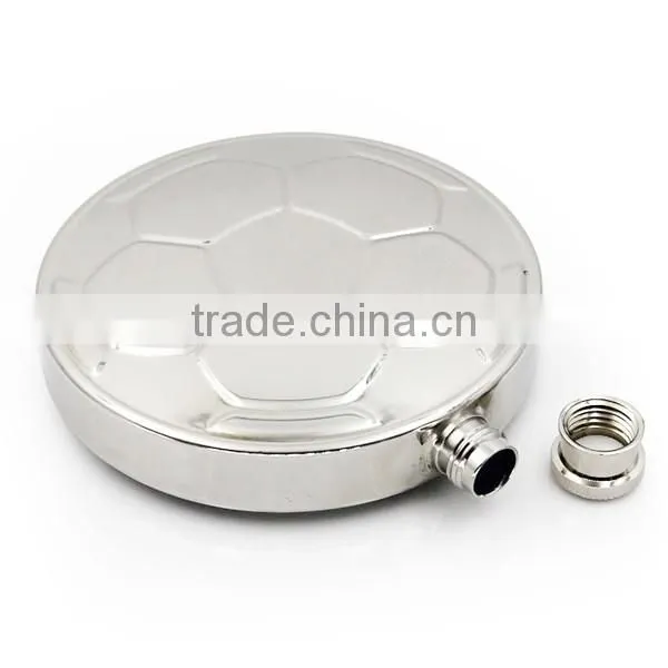 4.5 OZ stainless steel flagon football style bright polished circular flagon
