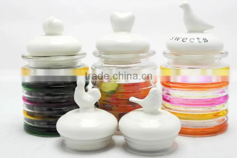 chinese style recycled glass tea sugar coffee jar with brand and lid
