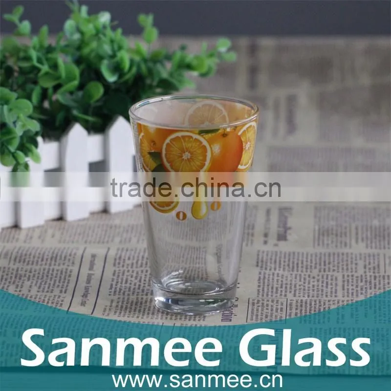 Manufacture Cheap Printed Glass Tea Tumbler Quality Round Glass Cup