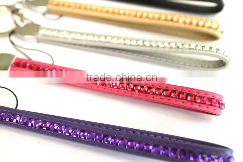 Rhinestone attached on PU Leather Bracelet, Hot Sale Gift Leather with Crystal Gem Decoration